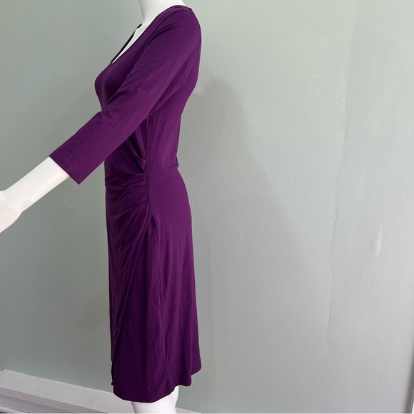 PURE COLLECTION Faux Wrap Dress Purple Stretch 4 - Picture 2 of 7